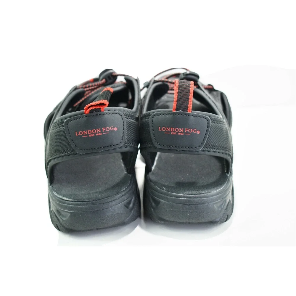 London Fog Dover Mens Black Red Fisherman Sport Sandals Size 11‎ M New
